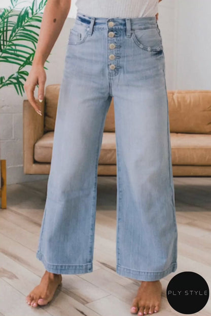 Wide Leg Button Fly Jeans