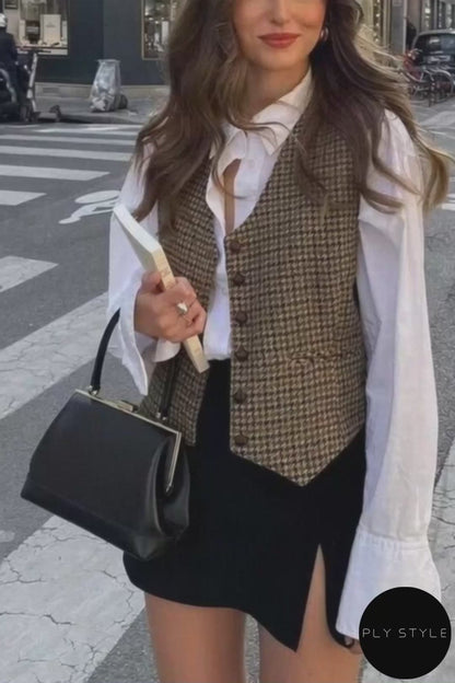 Women Plaid Vest Vest