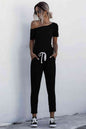 Asymmetrical Neck Tied Jumpsuit with Pockets