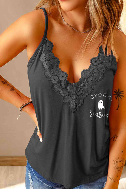 Lace Trim SPOOKY SEASON Graphic Cami