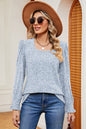 Square Neck Flounce Sleeve T-Shirt