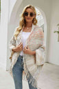 Multicolored Fringe Trim Poncho