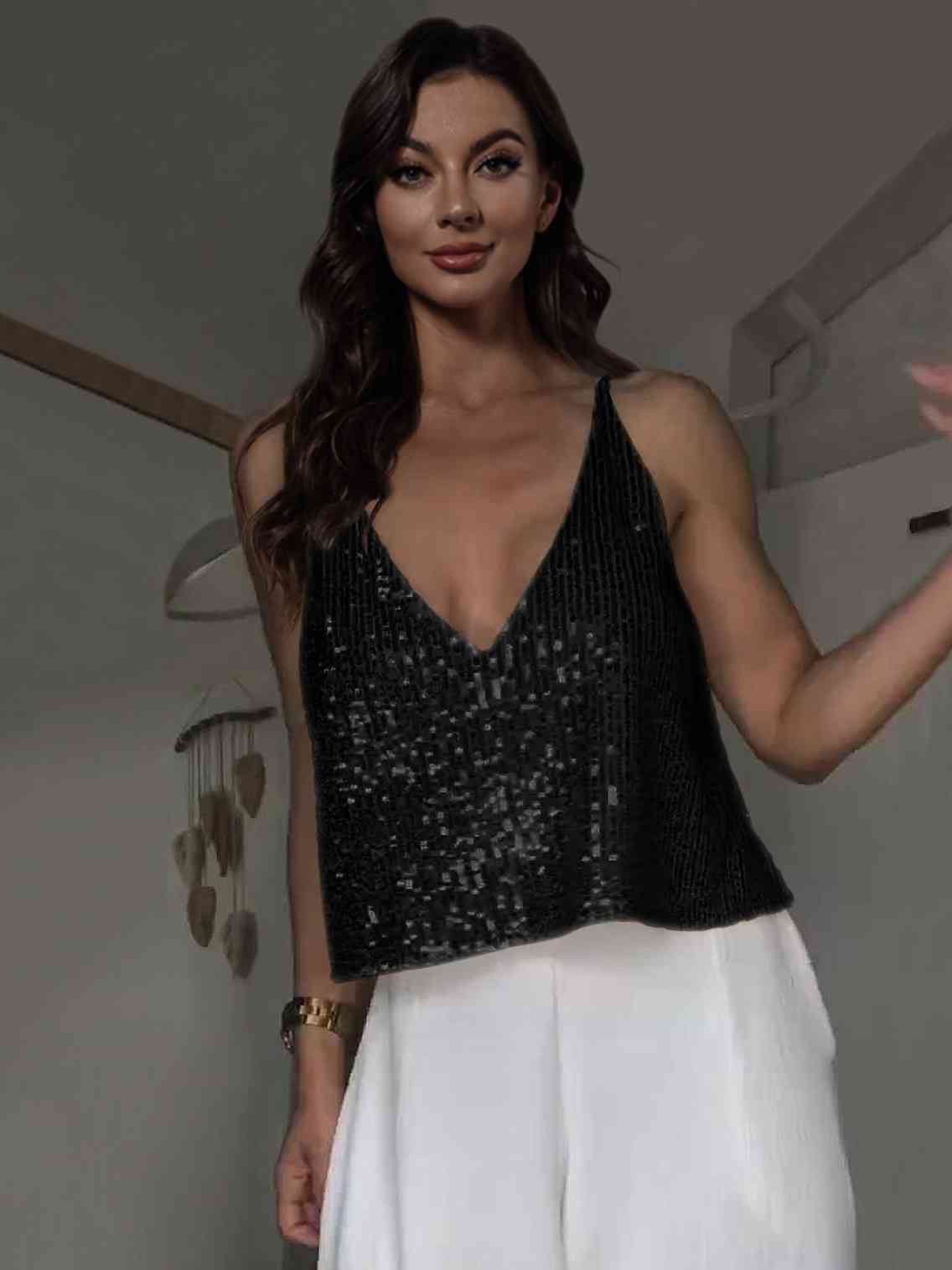 Sequin Deep V Tank