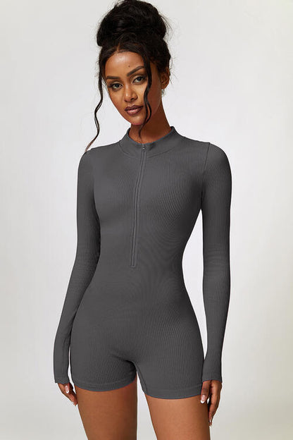 Half Zip Long Sleeve Active Romper