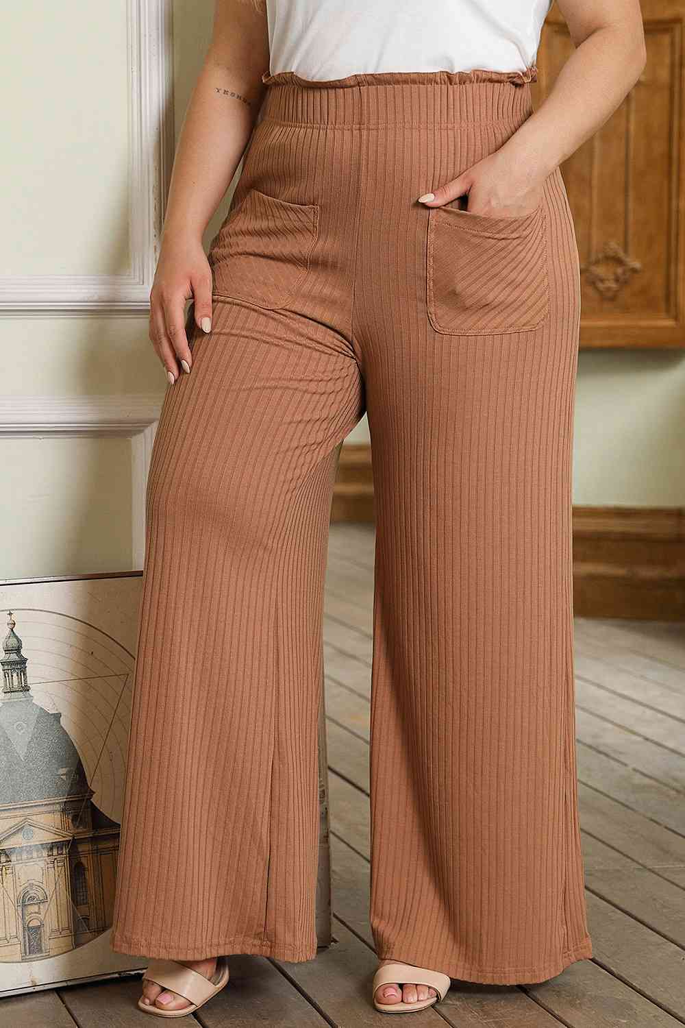 Plus Size Wide Leg Pants with Pockets