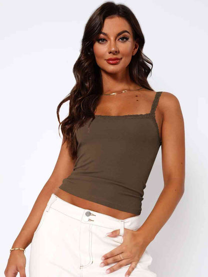 Lace Trim Straight Neck Cami