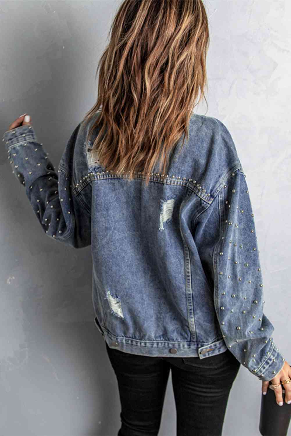 Studded Button Down Denim Jacket