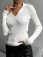 Johnny Collar Rib-Knit Top