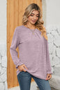 Ruched Round Neck Flounce Sleeve T-Shirt