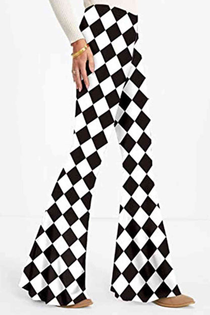 Checkered Flare Leg Pants