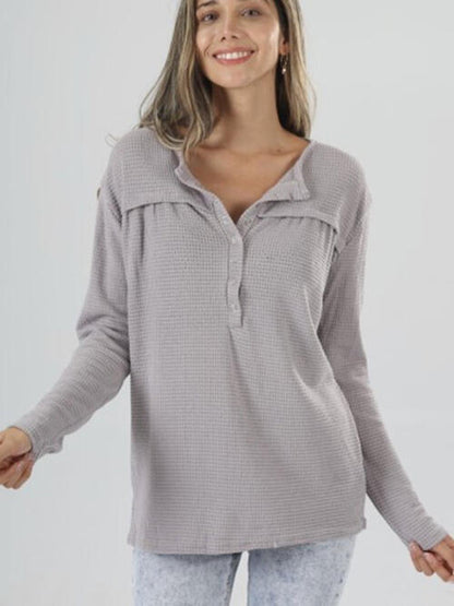 Half Button Long Sleeve T-Shirt