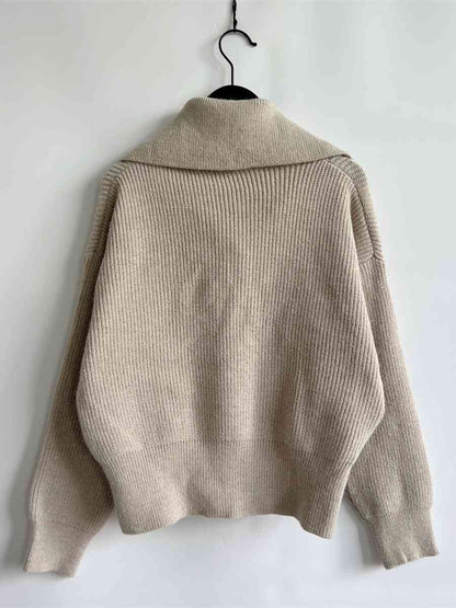 Statement Collar Half Button Sweater