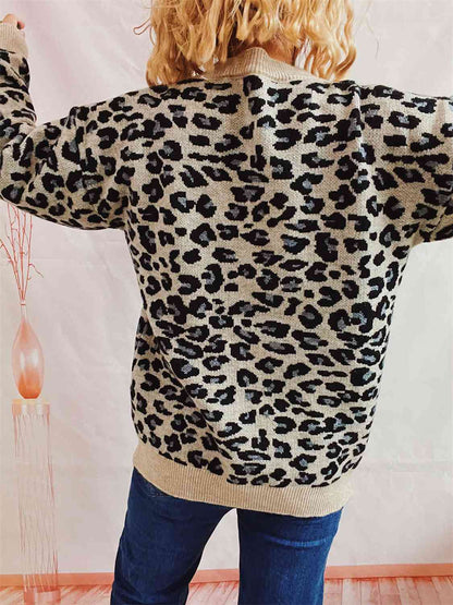 Leopard Round Neck Long Sleeve Sweater