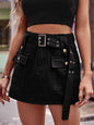 High Waist Denim Cargo Shorts