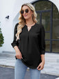 Notched Puff Sleeve Blouse