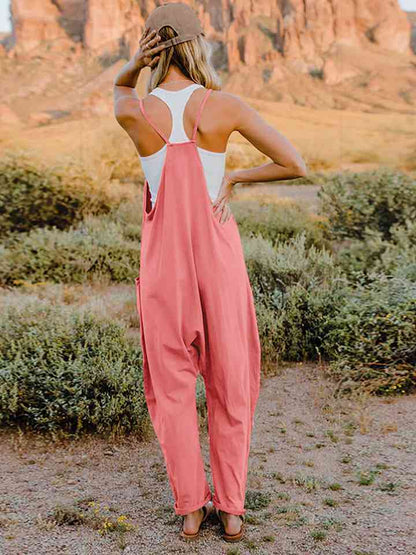 Double Take Full Size Sleeveless V-Neck Pocketed Jumpsuit