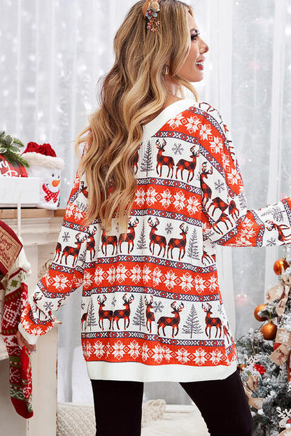 Reindeer V-Neck Long Sleeve Top