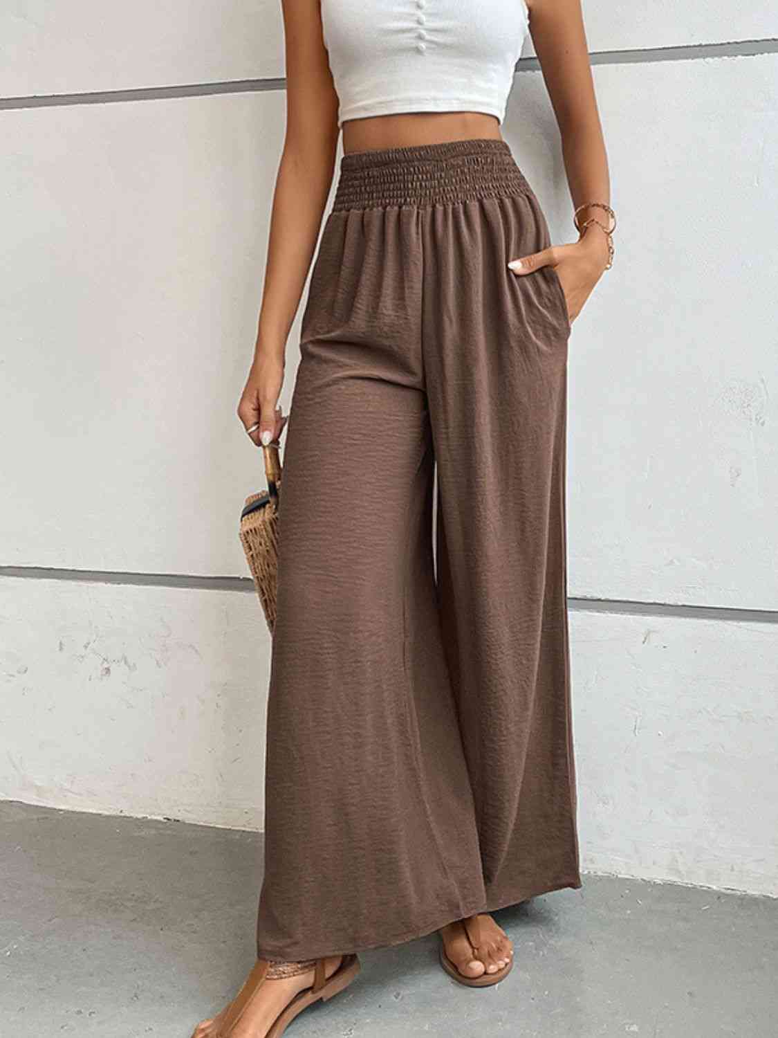 Wide Waistband Relax Fit Long Pants