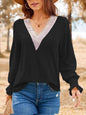 Eyelet V-Neck Flounce Sleeve Top