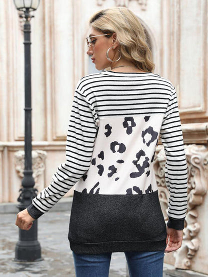 Leopard Striped Long Sleeve T-Shirt