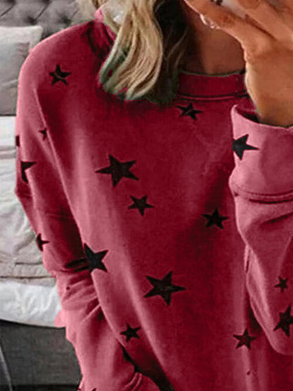 Star Print Long Sleeve Top