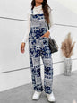 Printed Straight Leg Jumpsuit with Pockets