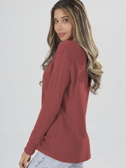 Half Button Long Sleeve T-Shirt