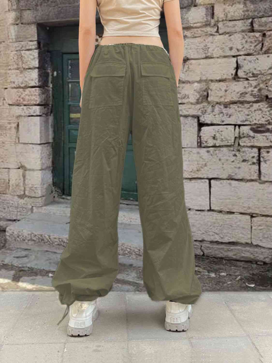 Drawstring Waist Pants with Pockets