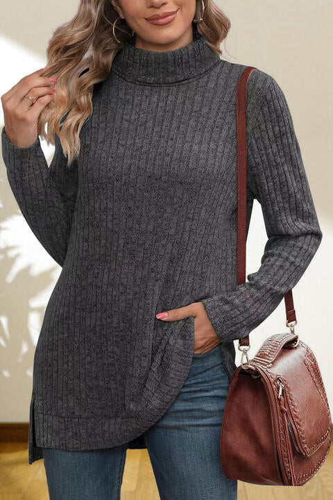 Turtleneck High Low Top