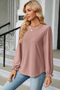 Round Neck Flounce Sleeve T-Shirt