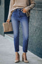 High Waist Raw Hem Skinny Jeans