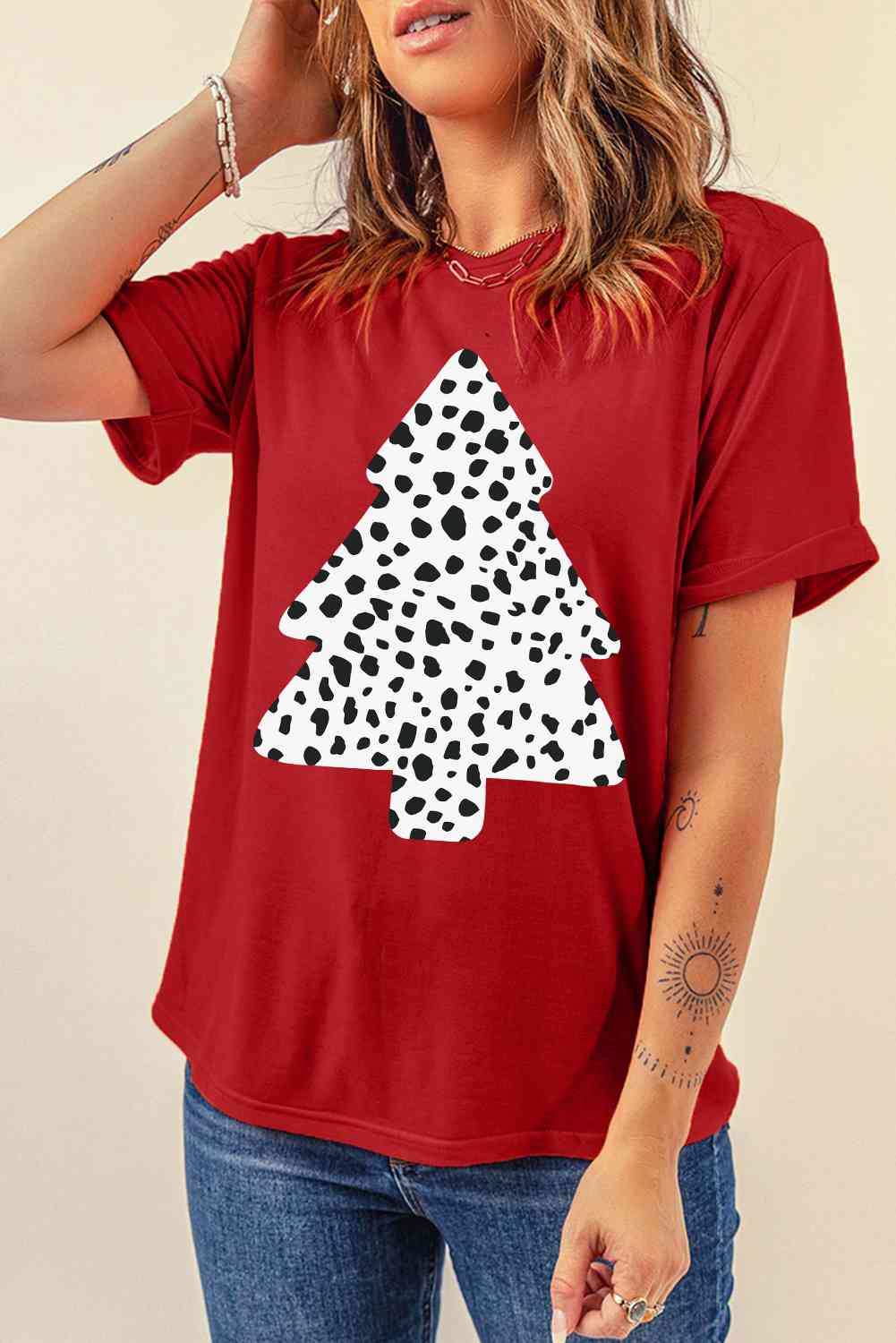 Christmas Tree Graphic Short Sleeve T-Shirt