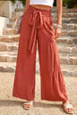 Tie Front Smocked Tiered Pants