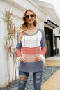 Color Block Drawstring Hooded Sweater