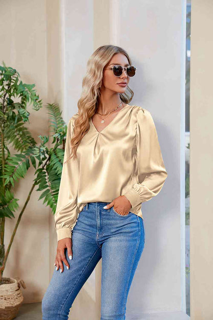 V-Neck Long Sleeve Top