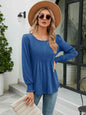 Smocked Round Neck Lantern Sleeve Blouse