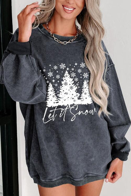 Christmas Tree Graphic Dropped Shoulder Sweatshirt