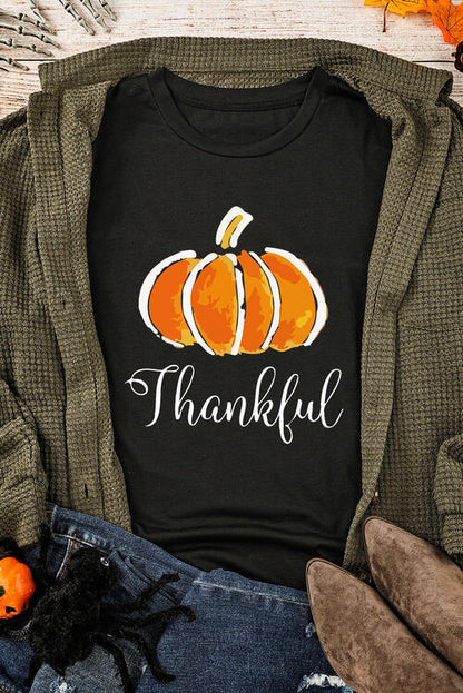 THANKFUL Round Neck Short Sleeve T-Shirt