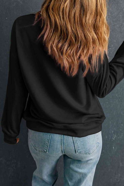 Graphic Round Neck Dropped Shoulder Sweatshirt