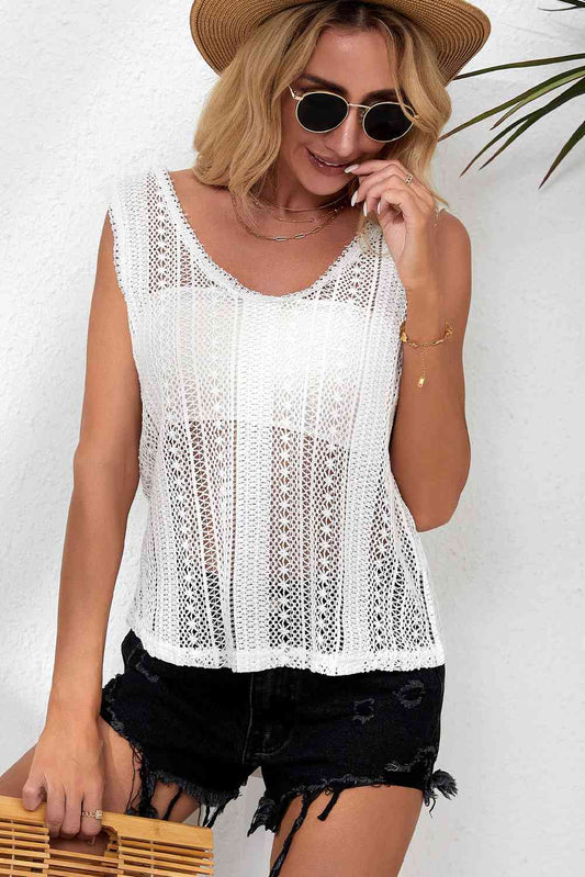 Crochet Deep V Openwork Tank