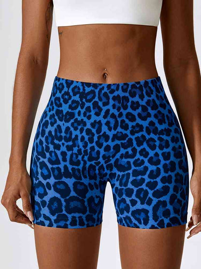 Leopard Print Wide Waistband Sports Shorts