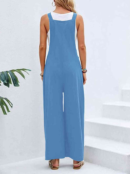 Full Size Wide Leg Overalls with Pockets