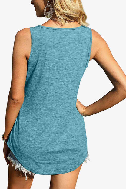 Curved Hem Square Neck Tank