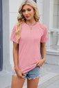 Openwork Round Neck Short Sleeve T-Shirt