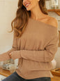 Ribbed Round Neck Long Sleeve Knit Top