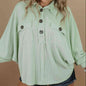 Plus Size Collared Neck Half Button Top