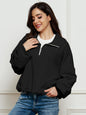 Half-Zip Collared Drop Shoulder Fleece Sweatshirt