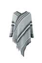 Fringe Hem Striped Cape Sleeve Poncho