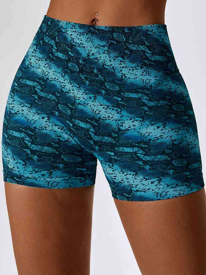 Leopard Print Wide Waistband Sports Shorts