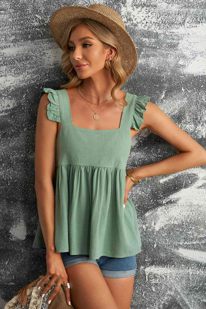 Ruffled Square Neck Babydoll Blouse